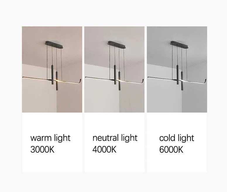 Modern Linear LED Chandelier with Adjustable Spotlights