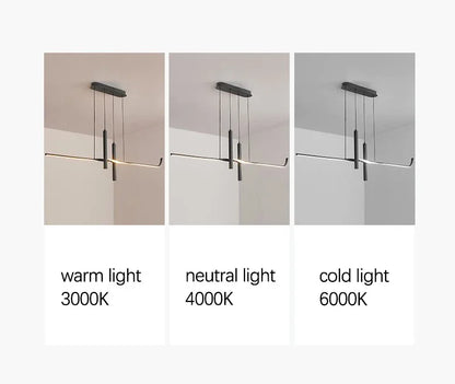 Modern Linear LED Chandelier with Adjustable Spotlights