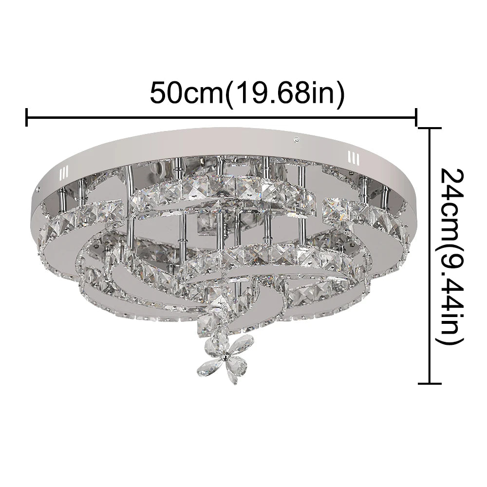 Crystal Modern LED Ceiling Lamp with Adjustable Light Modes and Chrome Finish