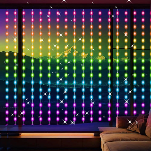 Smart LED Curtain Lights – 3m x 3m, App-Controlled with Music Sync