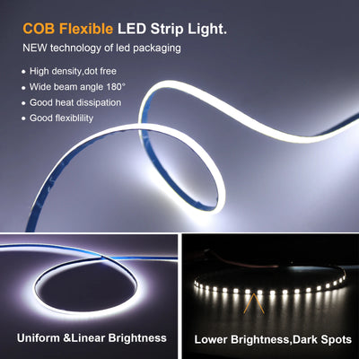 High-Density COB LED Strip Light – 3mm / 5mm, 12V–24V Dimmable