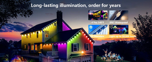 Smart RGBIC Permanent Outdoor Lights – 50ft / 100ft / 150ft LED String Lighting