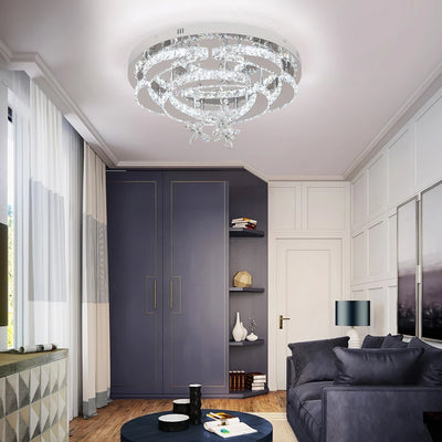 Crystal LED Ceiling Lamp – Chrome Finish with Adjustable Light Modes