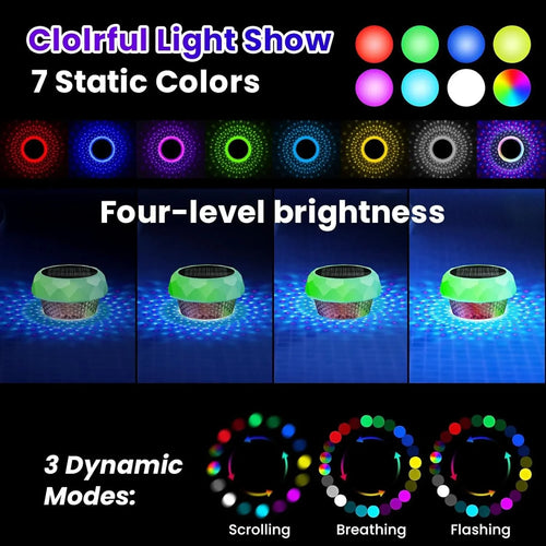 Solar Floating Pool Light with Chlorine Dispenser – RGB LED with Remote