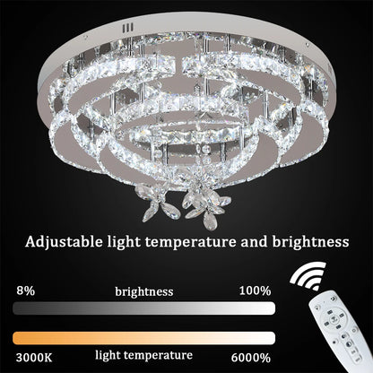Crystal Modern LED Ceiling Lamp with Adjustable Light Modes and Chrome Finish