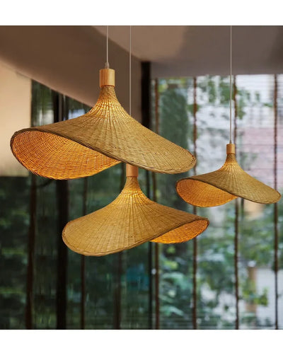 Handcrafted Bamboo Pendant Lamp – Wicker LED Ceiling Light