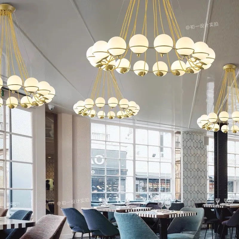 Modern Glass Ball Chandelier with Hand-Blown Spheres and LED Illumination