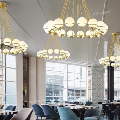 Modern Glass Ball Chandelier with Hand-Blown Spheres and LED Illumination