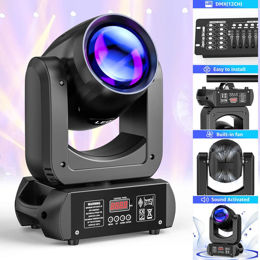 U'King 150W Beam Moving Head Light Rotating 18 Prisms 14 Gobos LED Rainbow Effect Zoom Stage Light DMX512 for DJ Disco Wedding