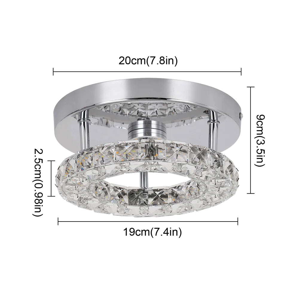 Crystal Flush Mount LED Ceiling Light – Modern Round Chandelier Fixture