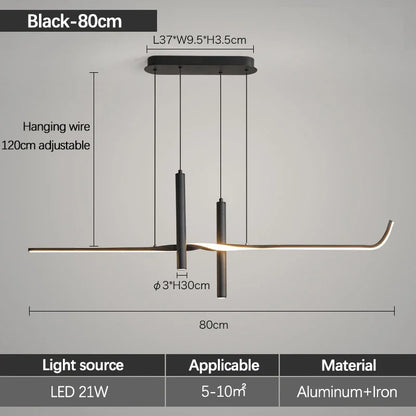 Modern Linear LED Chandelier with Adjustable Spotlights