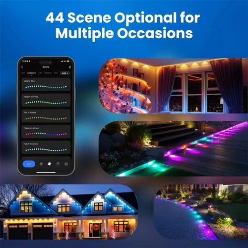 300FT Smart Eave Lights 180 LEDs Permanent Outdoor LED String Lights with App &amp; Remote Control – Waterproof Holiday &amp; Daily Décor