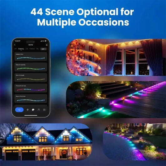 300FT Smart Eave Lights 180 LEDs Permanent Outdoor LED String Lights with App &amp; Remote Control – Waterproof Holiday &amp; Daily Décor