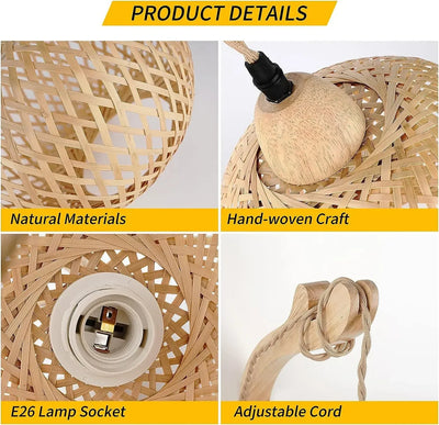 Bamboo Lantern Wall Lamp – Hand-Woven E27 Wicker Light