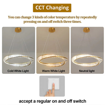 Ring Led Hanging Light Pendant Lamp Luxury Gold Copper New Chandelier Lustre Ceiling Lamp Living Dining Room Home Decor Fixture| Upload