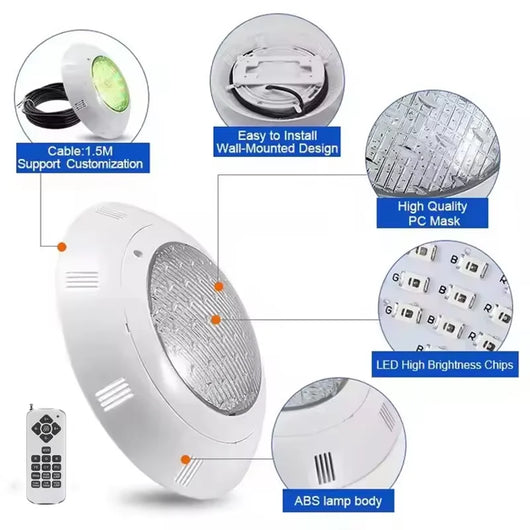 IP68 RGB LED Underwater Pool Light – Color-Changing Pool Lamp with Remote