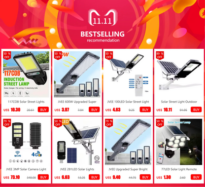 500W Solar Lamp Outdoor Waterproof Spotlights Solar Lights Remote Control Solar Floodlight Wall Street Garden Lights Sunlight