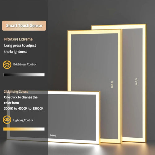 Fogless LED Bathroom Mirror – Modern Aluminum Frame