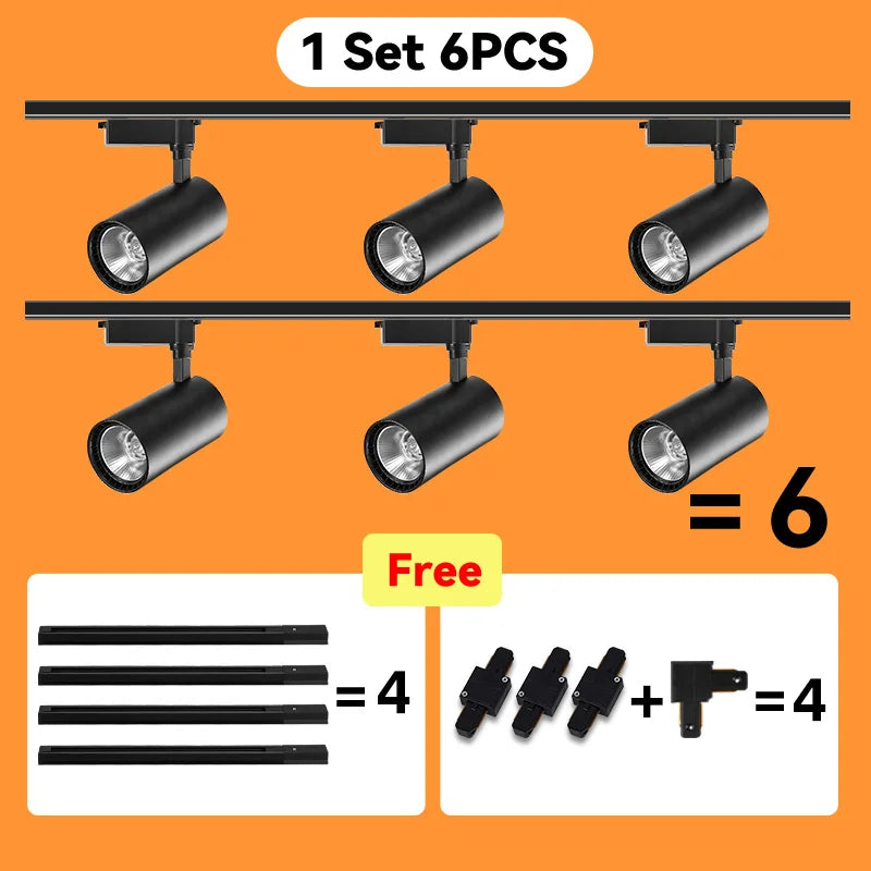 Modern LED COB Track Light Fixture Set for Commercial and Home Lightin