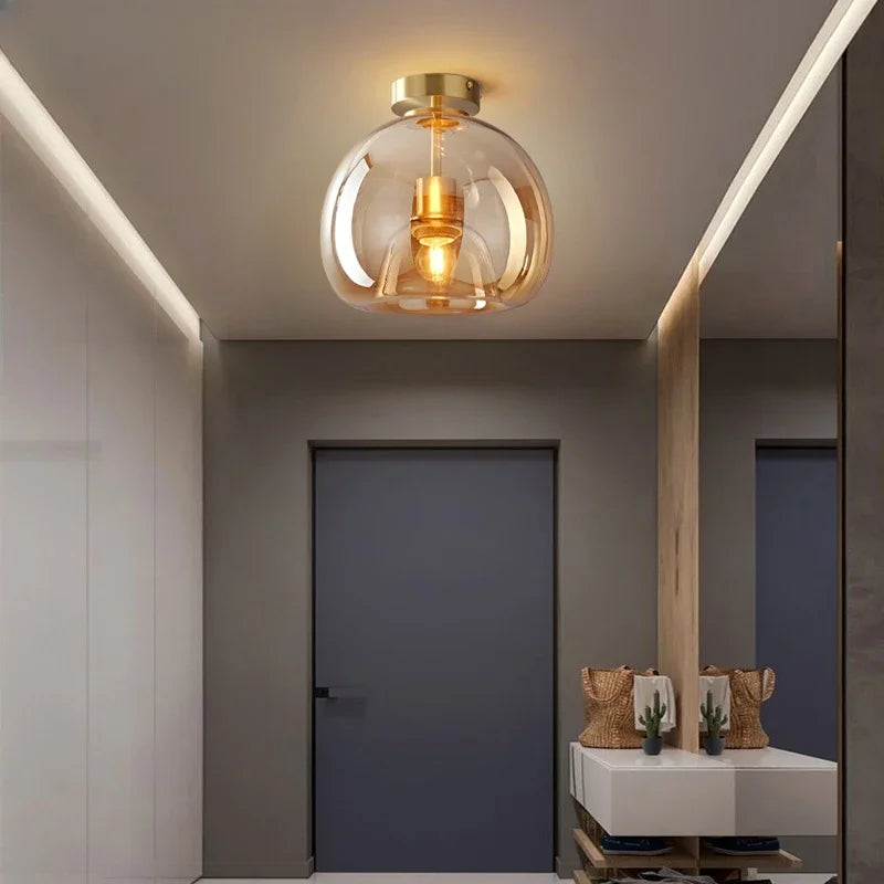 Modern Minimalist Glass Ceiling Light with Premium Grey Finish