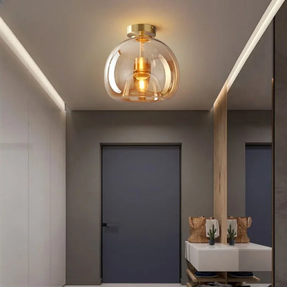 Modern Minimalist Glass Ceiling Light with Premium Grey Finish