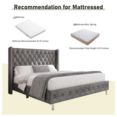 Queen Size Upholstered Platform Bed