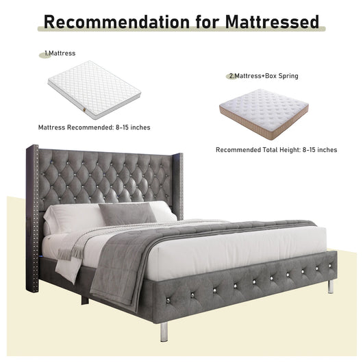 Queen Size Upholstered Platform Bed