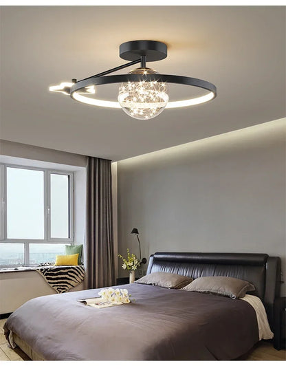 Nordic Luxury Starry LED Ceiling Lamp Is Used For the Bedroom, Living Room, and Kitchen. Golden White Black Remote Control Home Decoration
