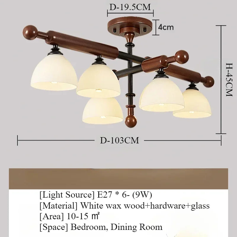 Retro Bamboo & Wood LED Ceiling Light with Warm Ambient Illumination