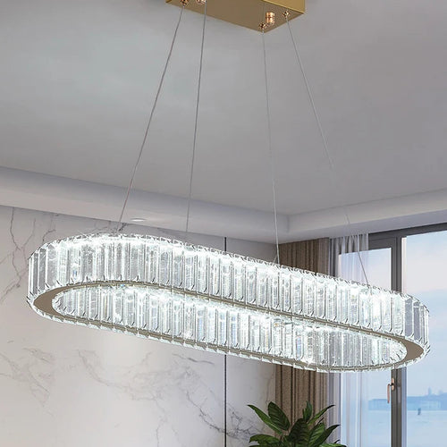 Modern Crystal LED Pendant Light – Stainless Steel Ceiling Fixture