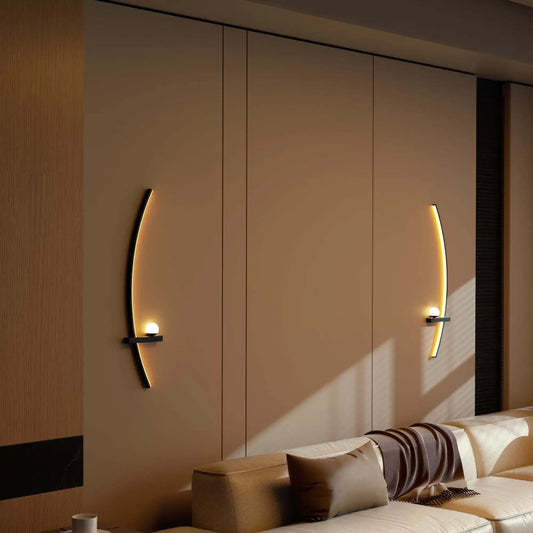 Sleek Modern Arc Wall Lamps with LED Lighting (2-Pack)