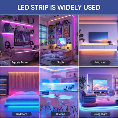 200FT Bluetooth RGB LED Strip Lights with APP & 24-Key Remote Control