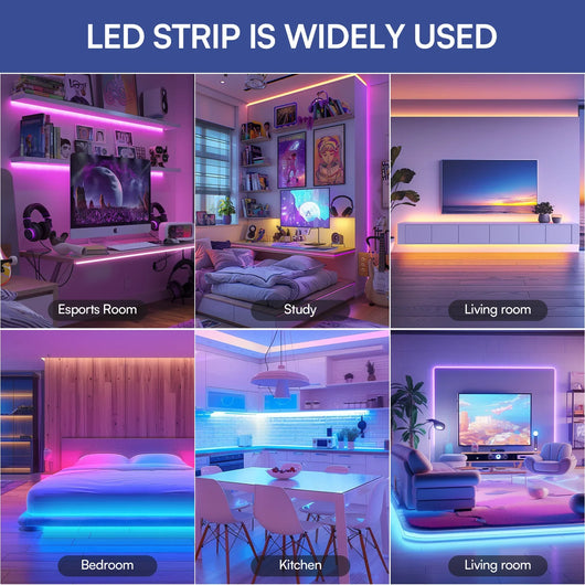 200FT Bluetooth RGB LED Strip Lights with APP & 24-Key Remote Control
