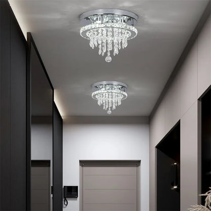 Luxury Crystal LED Ceiling Lamp with Remote Dimming and Dual Color Modes