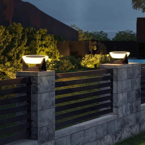 Stainless steel LED remote-controlled cylindrical solar column light,waterproof outdoor courtyard light, door post dimming light