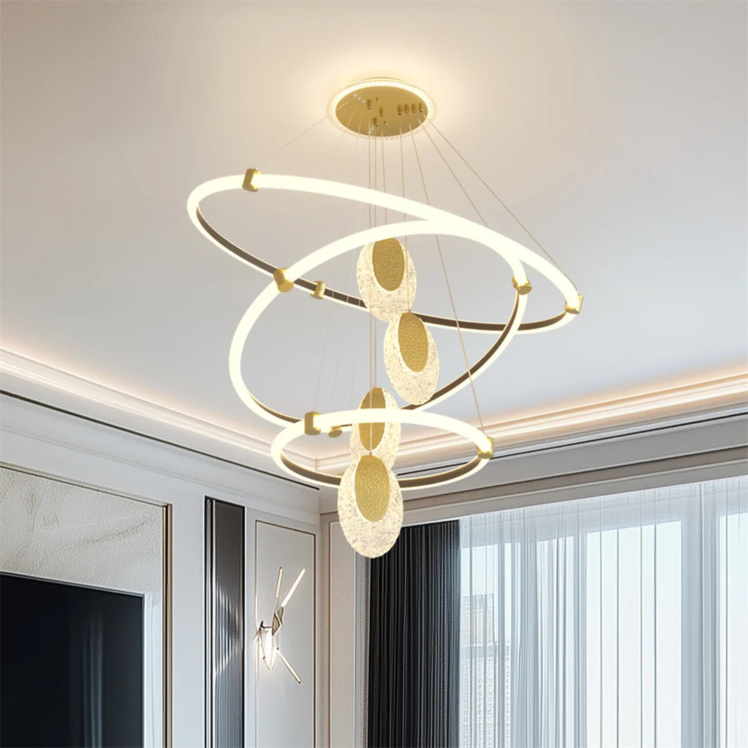 A modern 3-layer LED ceiling light offering adjustable color temperatures, energy-efficient illumination, and a sleek semi-flush design for any contemporary room