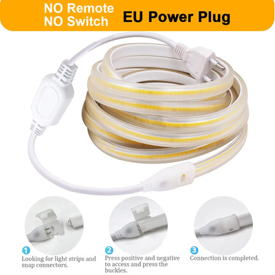 Dimmable COB LED Strip Light with Touch Switch & 23-Key Remote