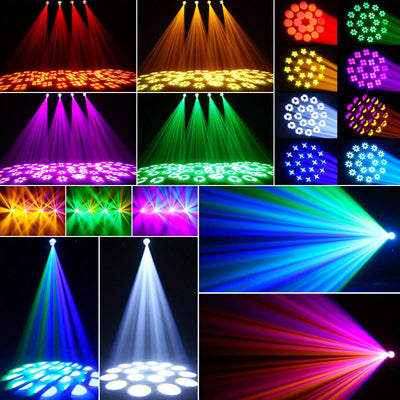U'King 150W Beam Moving Head Light Rotating 18 Prisms 14 Gobos LED Rainbow Effect Zoom Stage Light DMX512 for DJ Disco Wedding