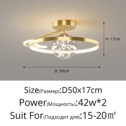 Nordic Luxury Starry LED Ceiling Lamp Is Used For the Bedroom, Living Room, and Kitchen. Golden White Black Remote Control Home Decoration