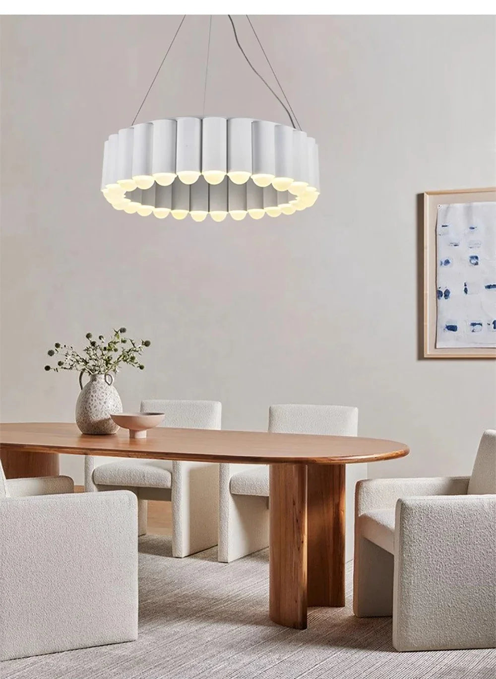 Art Deco Round LED Pendant Light with Minimalist Modern Design