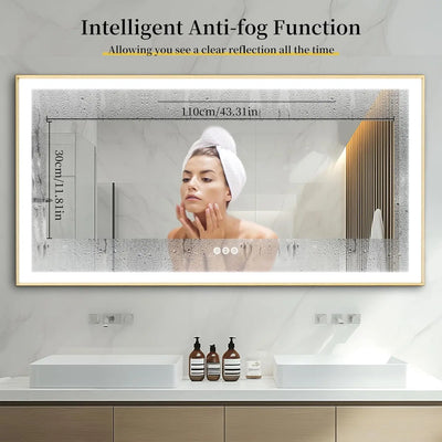 Fogless LED Bathroom Mirror – Modern Aluminum Frame
