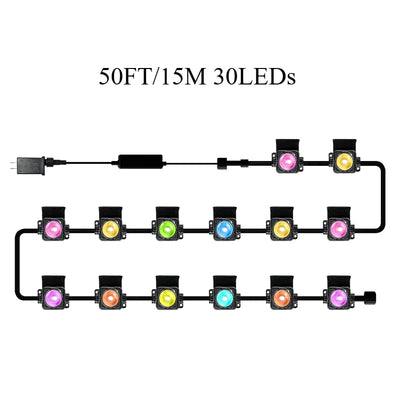 Smart RGBIC Outdoor String Lights – 300 ft App-Controlled Garden Lighting
