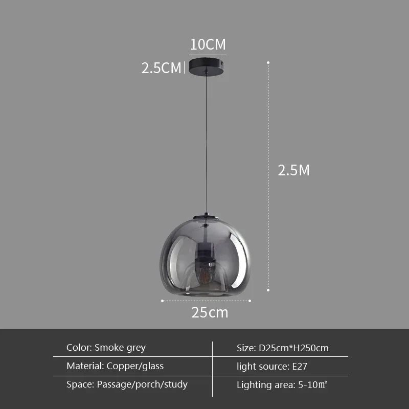 Modern Minimalist Glass Ceiling Light with Premium Grey Finish