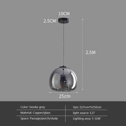 Modern Minimalist Glass Ceiling Light with Premium Grey Finish