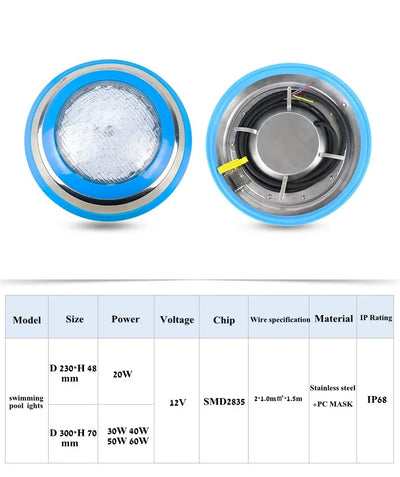IP68 Stainless Steel LED Pool Light – Waterproof RGB Underwater Lighting