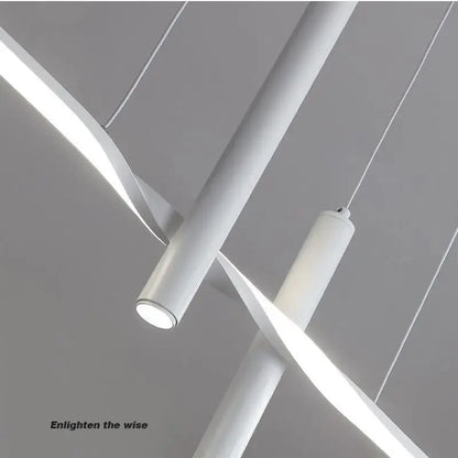 Modern Linear LED Chandelier with Adjustable Spotlights