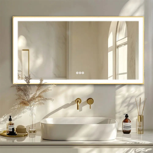 Fogless LED Bathroom Mirror – Modern Aluminum Frame