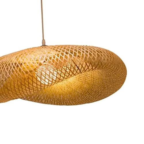 Hand-Woven Bamboo Pendant Light – Vintage Iron LED Fixture