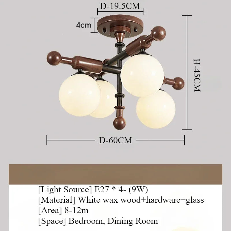 Retro Bamboo & Wood LED Ceiling Light with Warm Ambient Illumination