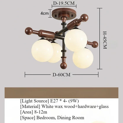 Retro Bamboo & Wood LED Ceiling Light with Warm Ambient Illumination